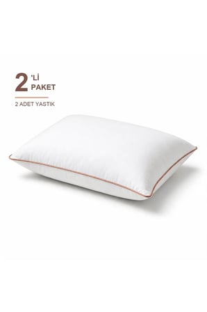 Biyeli Yastık 2'li Paket 50x70 cm 600 gr Boncuk Silikon Elyaf Dolgulu Somon