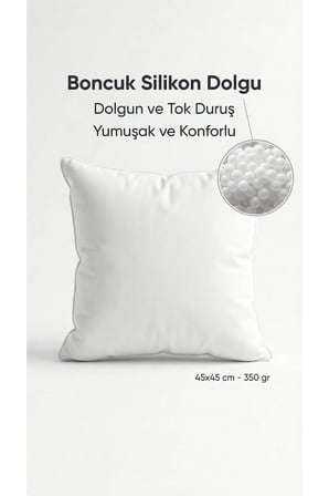 Boncuk Silikon Kırlent İç Yastığı 45x45 cm 350 gr Dolgun Yıkanabilir