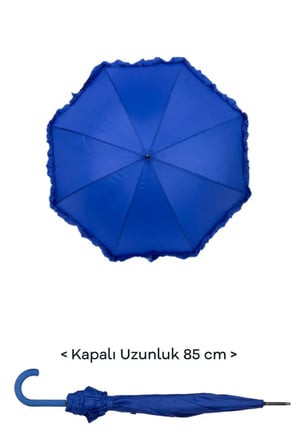 Dayanıklı 8 Fiber Telli Kadın Şemsiye, Mavi
