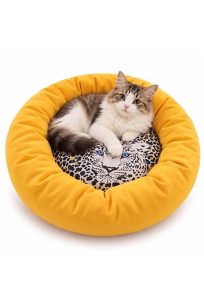 Kaplan Desenli 40 cm Kedi ve Köpek Yatağı Rahat Uyku Alanı