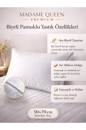 5 Adet 50x70 Biyeli Pamuk Yastık – 800 gr