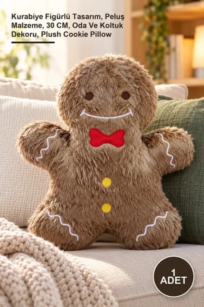 Kurabiye Adam Peluş Yastık 30 CM Kurabiye Figürlü Tasarım