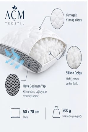 Silikon Yastık - DayCool Serisi | 800 Gram | Klimalı Kapitone