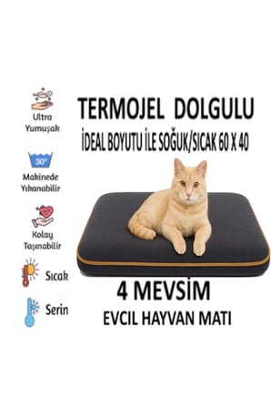 4 Mevsim Termojel Kedi/Köpek Matı 60x40cm, Sıcak ve Soğuk Kullanım