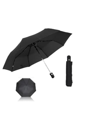 Katlanabilir Siyah Şemsiye 8 Telli Unisex