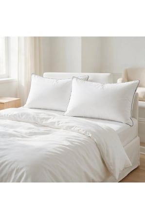 Biyeli Yastık 2'li Paket 50x70 cm 800 gr Boncuk Silikon Dolgulu Krem