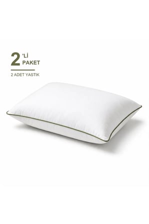 Biyeli Yastık 2'li Paket 50x70 cm Boncuk Silikon Elyaf Dolgulu Haki