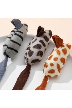 Yumuşak Peluş Fare Kedi Oyuncakları, 3'lü Set, Eğlenceli ve Güzel Tasarım