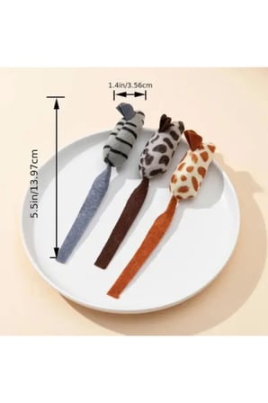 Yumuşak Peluş Fare Kedi Oyuncakları, 3'lü Set, Eğlenceli ve Güzel Tasarım