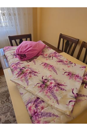 PİKE TAKIMI SETİ- MOR LAVANTA DESENLİ