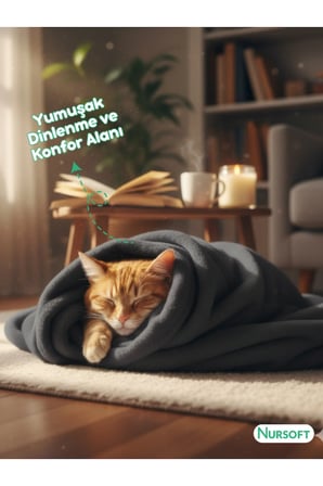 Yumuşak ve Sıcacık Peluş Kedi Battaniyesi 60x80 cm