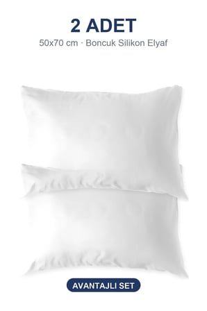 Biyeli Yastık 2'li Paket 50x70 cm 700 gr Boncuk Silikon Elyaf Dolgulu Çağla