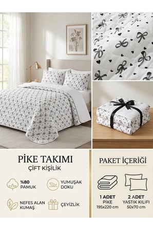 Fiyonklu Yün Pike Yastık Kılıfı Hediyeli