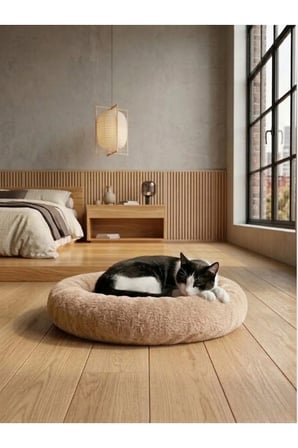 Rahat ve Yumuşak Peluş Kedi ve Köpek Yatağı, Donut Tasarım