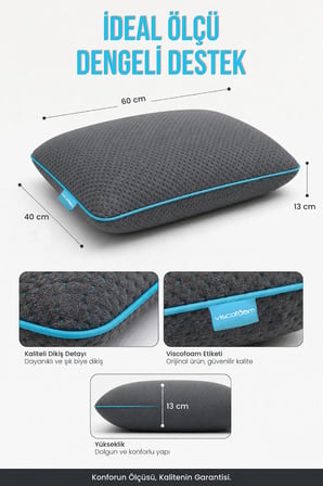 2 Adet Comfort Elyaf Yastık 60x40 cm - Gri