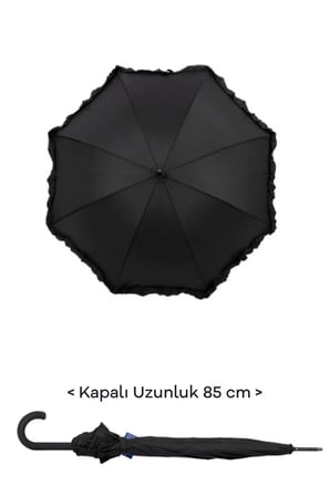 Rüzgara Dayanıklı 8 Fiber Telli Kadın Şemsiye Siyah