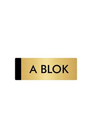 Metal Yönlendirme Levhası, Departman Kapı Isimliği A Blok 5x20 Cm Altın Renk