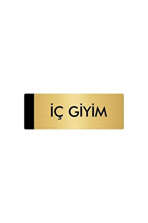 Metal Yönlendirme Levhası, Departman Kapı Isimliği İç Giyim 5x20 Cm Altın Renk