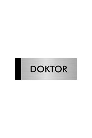 Metal Yönlendirme Levhası, Departman Kapı Isimliği Doktor 5x20 Cm Gümüş Renk