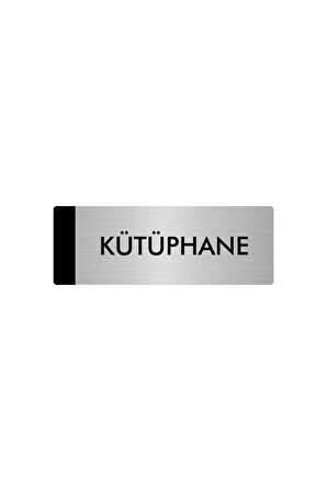 Metal Yönlendirme Levhası, Departman Kapı Isimliği Kütüphane 5x20 Cm Gümüş Renk