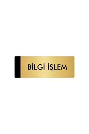 Metal Yönlendirme Levhası, Departman Kapı Isimliği Bilgi İşlem 5x20 Cm Altın Renk