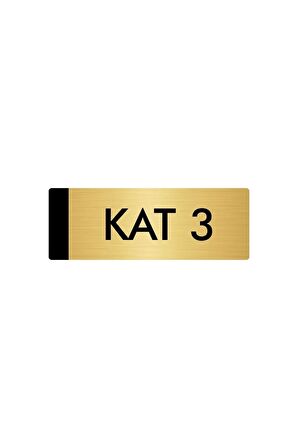 Metal Yönlendirme Levhası, Departman Kapı Isimliği Kat 3 5x20 Cm Altın Renk