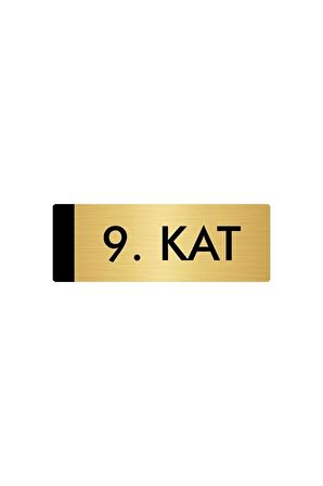 Metal Yönlendirme Levhası, Departman Kapı Isimliği 9. Kat 7X20 Cm Altın Renk
