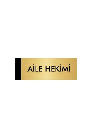Metal Yönlendirme Levhası, Departman Kapı Isimliği Aile Hekimi 7X20 Cm Altın Renk