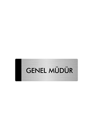 Metal Yönlendirme Levhası, Departman Kapı Isimliği Genel Müdür 5x20 Cm Gümüş Renk