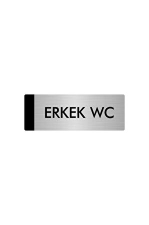 Metal Yönlendirme Levhası, Departman Kapı Isimliği Erkek Wc 7X20 Cm Gümüş Renk