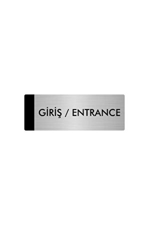 Metal Yönlendirme Levhası, Departman Kapı Isimliği Giriş/Entrance 5x20 Cm Gümüş Renk