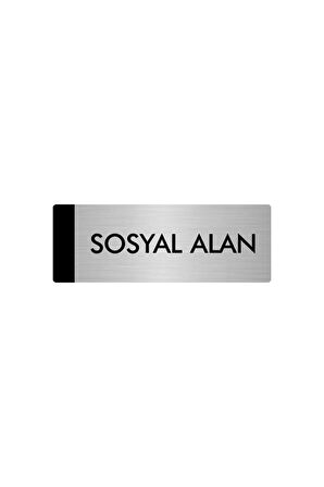 Metal Yönlendirme Levhası, Departman Kapı Isimliği Sosyal Alan 7X20 Cm Gümüş Renk
