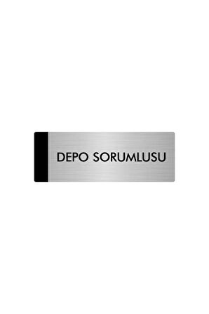 Metal Yönlendirme Levhası, Departman Kapı Isimliği Depo Sorumlusu 5x20 Cm Gümüş Renk