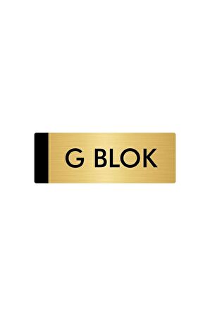 Metal Yönlendirme Levhası, Departman Kapı Isimliği G Blok 10X20 Cm Altın Renk