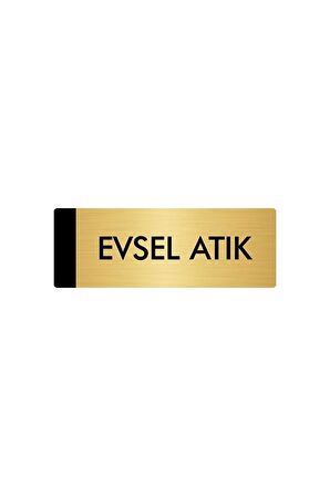 Metal Yönlendirme Levhası, Departman Kapı Isimliği Evsel Atık 10X20 Cm Altın Renk