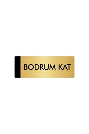 Metal Yönlendirme Levhası, Departman Kapı Isimliği Bodrum Kat 5x20 Cm Altın Renk