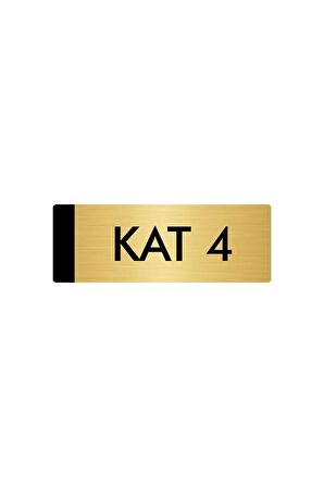 Metal Yönlendirme Levhası, Departman Kapı Isimliği Kat 4 5x20 Cm Altın Renk