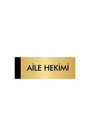 Metal Yönlendirme Levhası, Departman Kapı Isimliği Aile Hekimi 5x20 Cm Altın Renk
