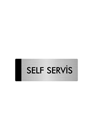 Metal Yönlendirme Levhası, Departman Kapı Isimliği Self Servis 7X20 Cm Gümüş Renk