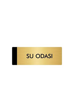 Metal Yönlendirme Levhası, Departman Kapı Isimliği Su Odası 7X20 Cm Altın Renk