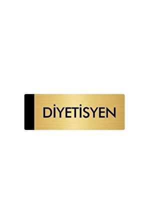 Metal Yönlendirme Levhası, Departman Kapı Isimliği Diyetisyen 5x20 Cm Altın Renk
