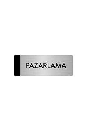 Metal Yönlendirme Levhası, Departman Kapı Isimliği Pazarlama 5x20 Cm Gümüş Renk