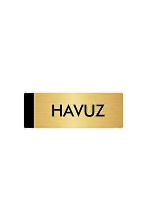 Metal Yönlendirme Levhası, Departman Kapı Isimliği Havuz 7X20 Cm Altın Renk