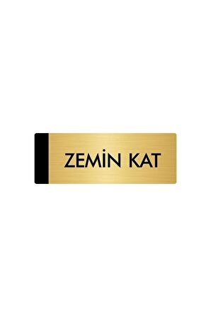 Metal Yönlendirme Levhası, Departman Kapı Isimliği Zemin Kat 5x20 Cm Altın Renk