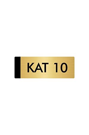 Metal Yönlendirme Levhası, Departman Kapı Isimliği Kat 10 7X20 Cm Altın Renk