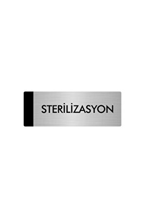 Metal Yönlendirme Levhası, Departman Kapı Isimliği Sterilizasyon 7X20 Cm Gümüş Renk