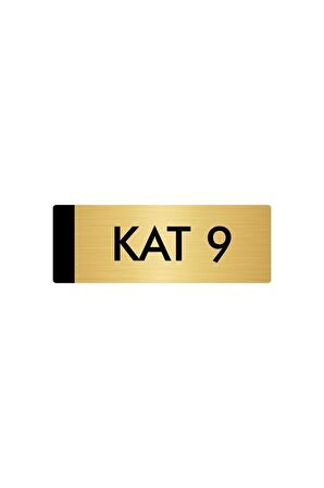 Metal Yönlendirme Levhası, Departman Kapı Isimliği Kat 9 7X20 Cm Altın Renk