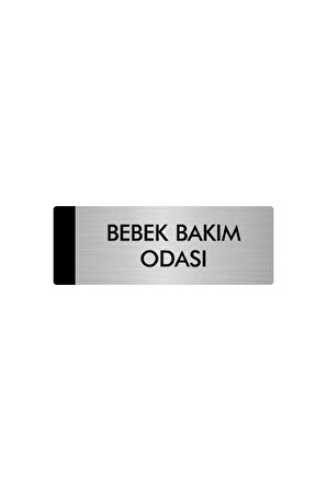 Metal Yönlendirme Levhası, Departman Kapı Isimliği Bebek Bakım Odası 5x20 Cm Gümüş Renk