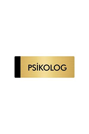Metal Yönlendirme Levhası, Departman Kapı Isimliği Psikolog 5x20 Cm Altın Renk