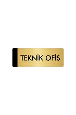 Metal Yönlendirme Levhası, Departman Kapı Isimliği Teknik Ofis 5x20 Cm Altın Renk